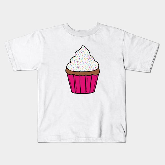 Rainbow Sprinkle Cupcake Kids T-Shirt by maddie55meadows